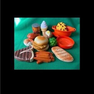 Play food Realistic veggie burger  fries Steak Shrimp Beans rice Chicken Potato